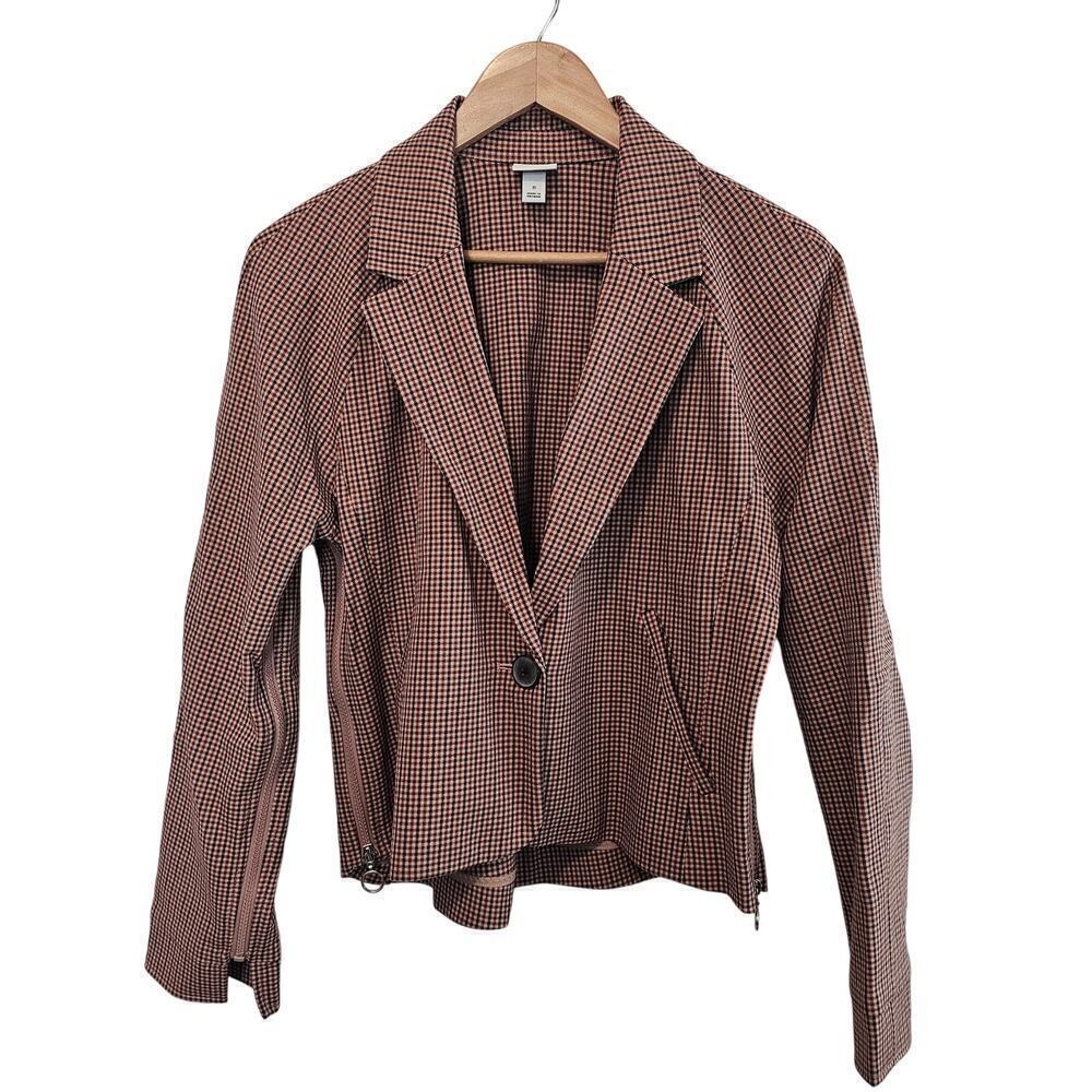 A New Day Adaptive Seated Fit Side Opening Blazer Women Size Small Brown Plaid